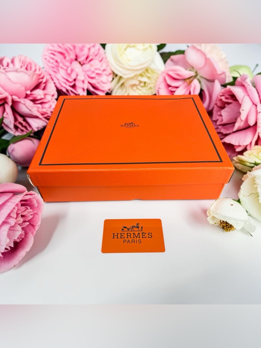 Hermes Paris Shoe Gift Box EMPTY Orange With Certificate Authenticity 11”x 9”